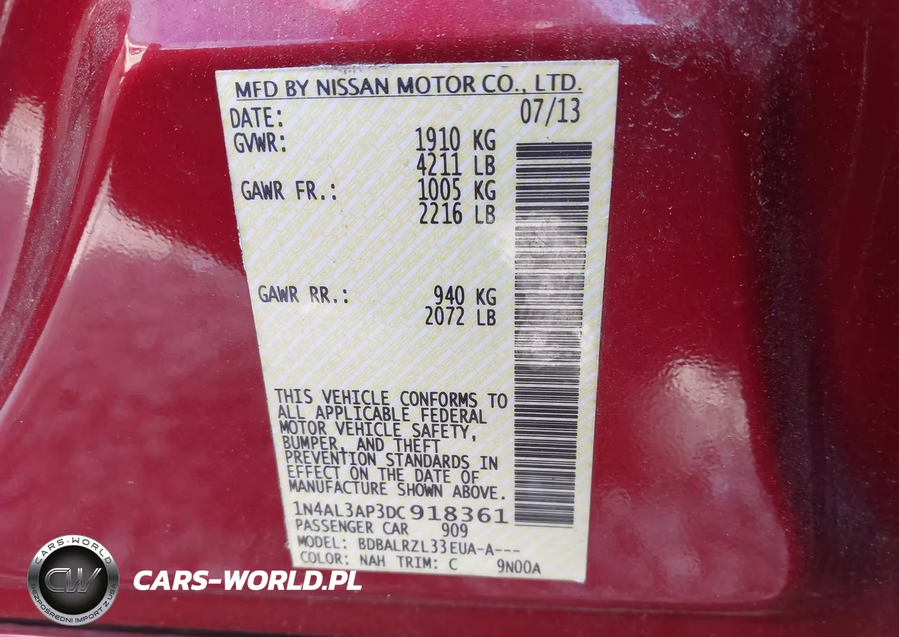 2013 Nissan Altima 2.5 S VIN:1N4AL3AP3DC918361 - 9