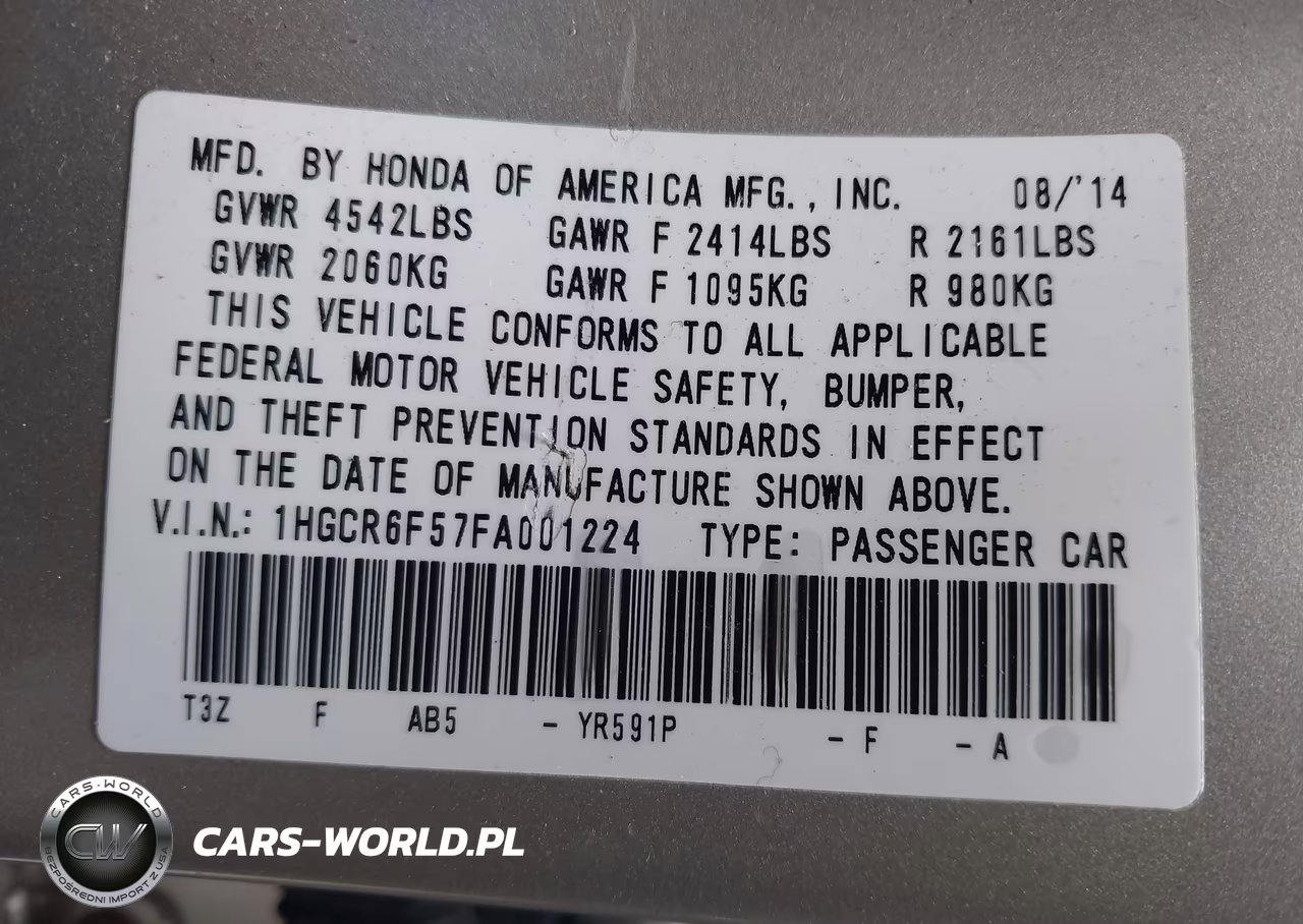 2015 Honda Accord Hybrid Ex-L VIN:1HGCR6F57FA001224 - 9