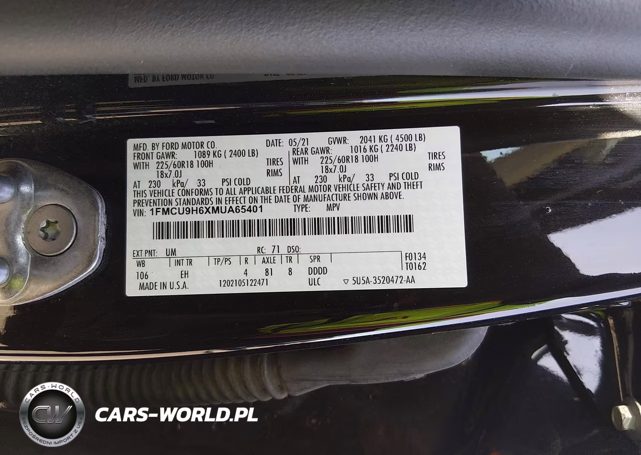 2021 Ford Escape Sel VIN:1FMCU9H6XMUA65401 - 9