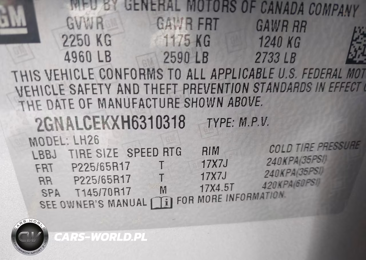 2017 Chevrolet Equinox Lt VIN:2GNALCEKXH6310318 - 9