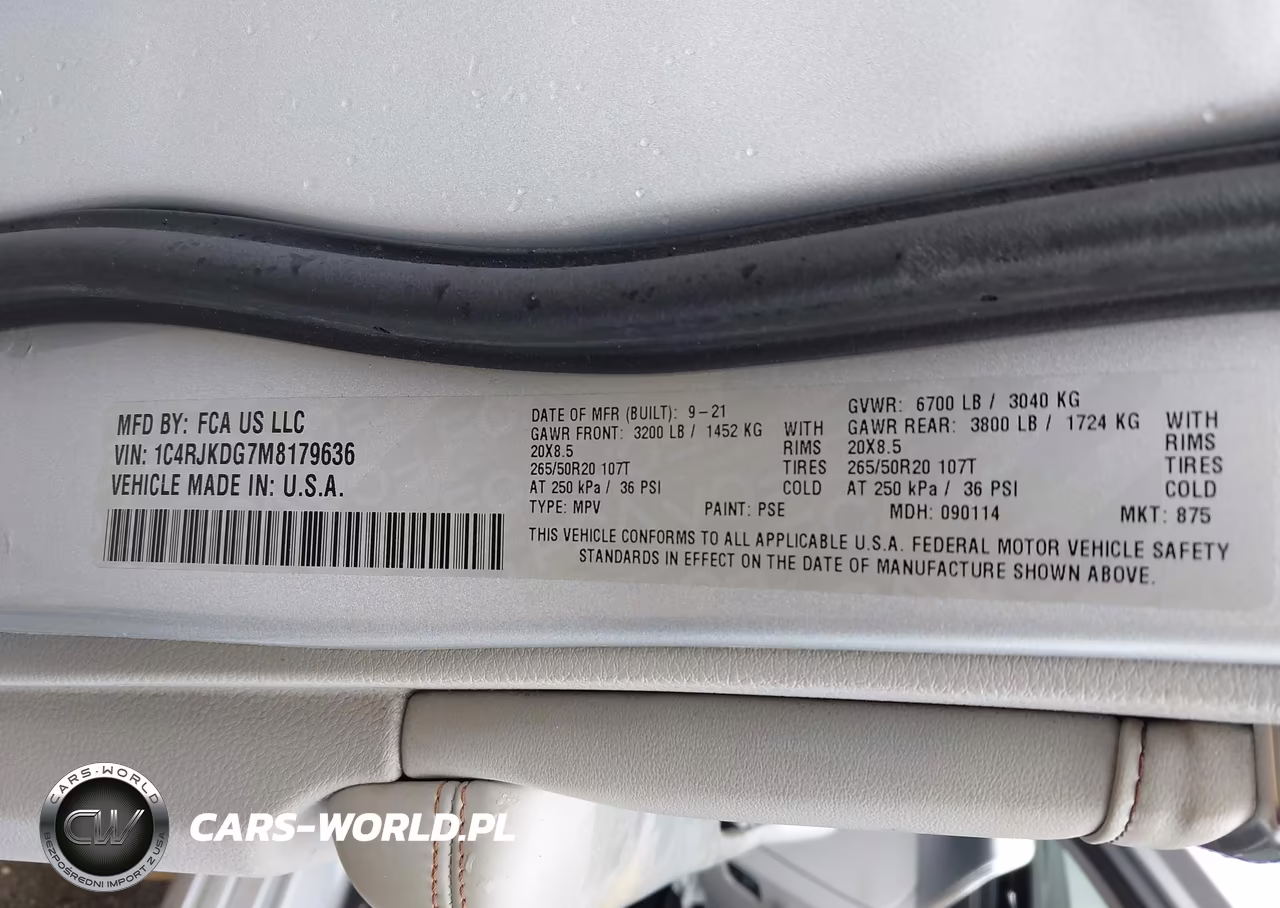 2021 Jeep Grand Cherokee L Overland 4X4 VIN:1C4RJKDG7M8179636 - 9