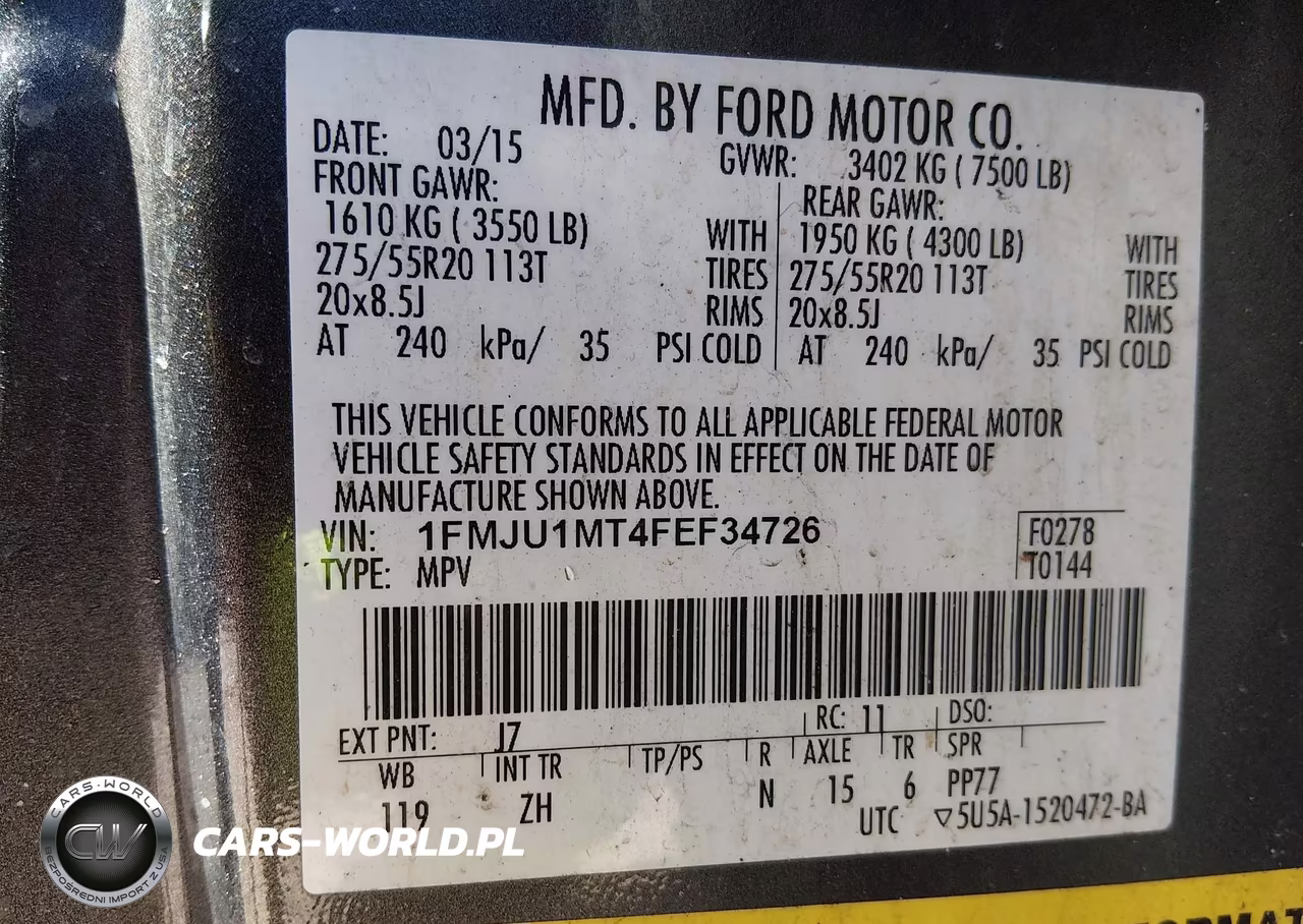 2015 Ford Expedition Platinum VIN:1FMJU1MT4FEF34726 - 9