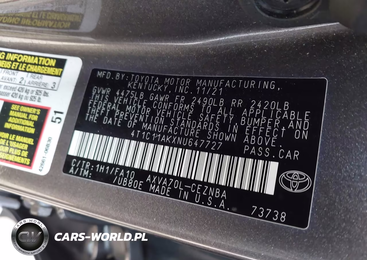 2022 Toyota Camry Le VIN:4T1C11AKXNU647727 - 9