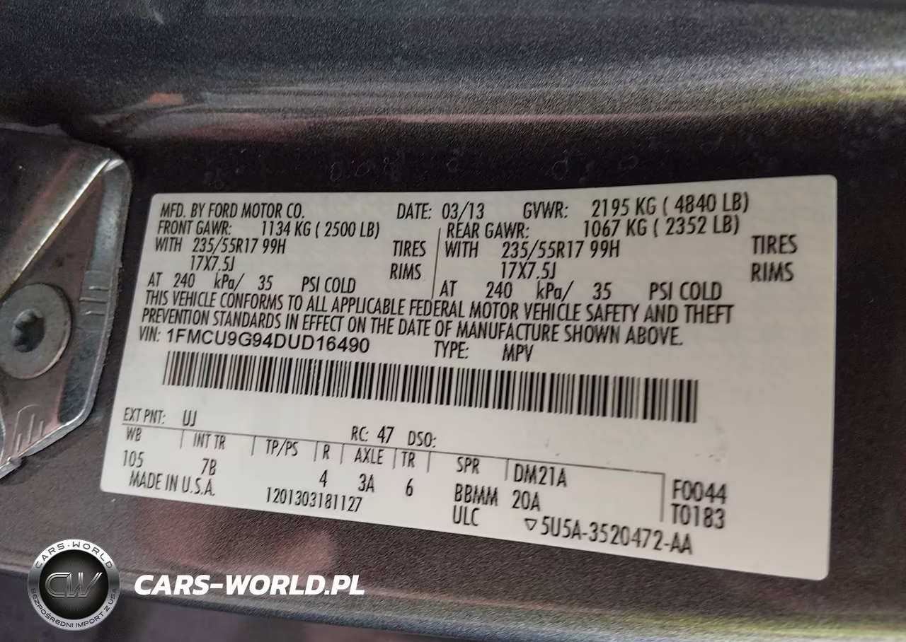 2013 Ford Escape Se VIN:1FMCU9G94DUD16490 - 9