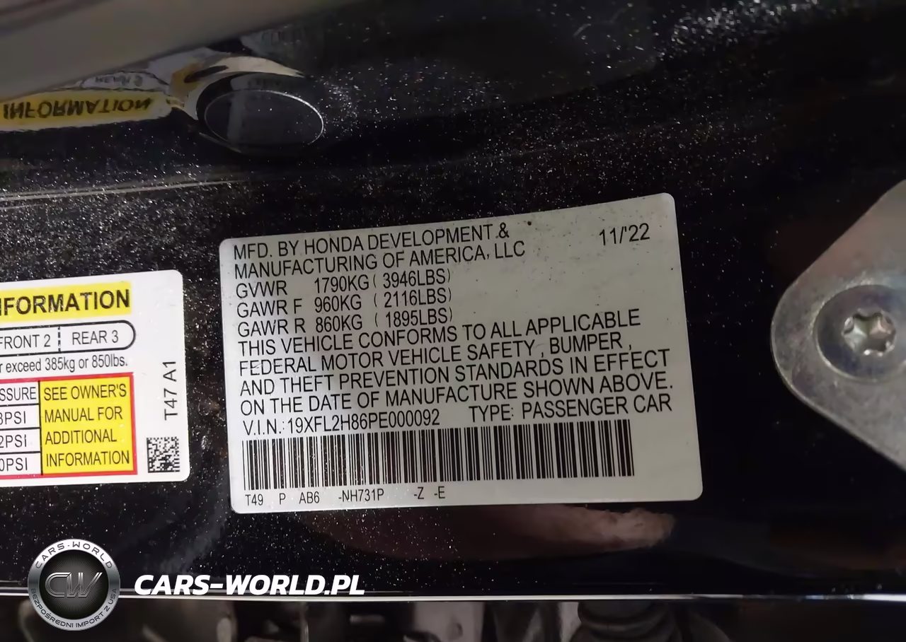 2023 Honda Civic Sport VIN:19XFL2H86PE000092 - 9