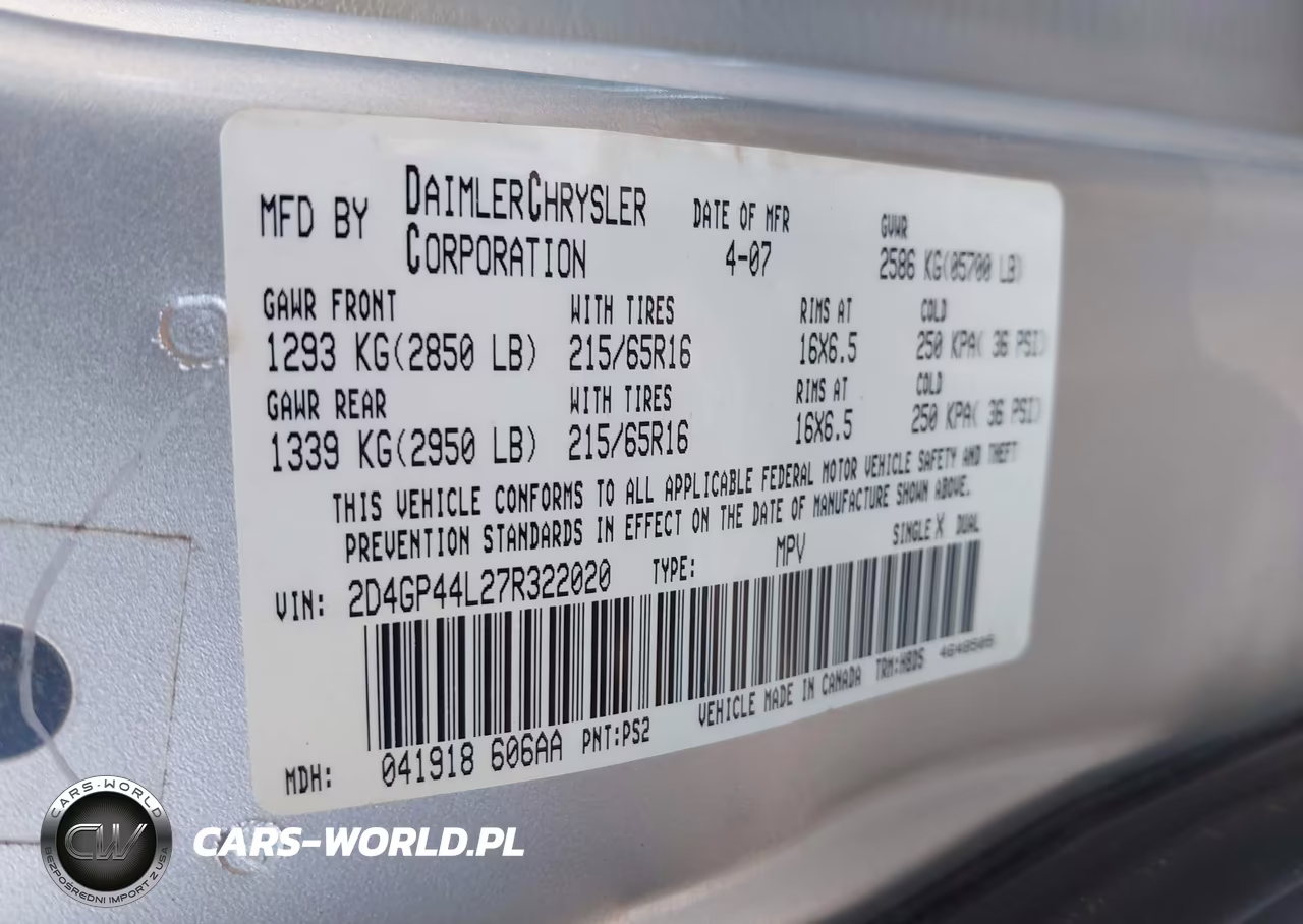 2007 Dodge Grand Caravan Sxt VIN:2D4GP44L27R322020 - 9