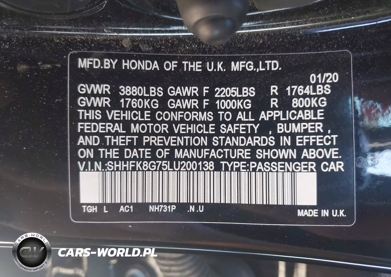 2020 Honda Civic Type R Touring VIN:SHHFK8G75LU200138 - 9