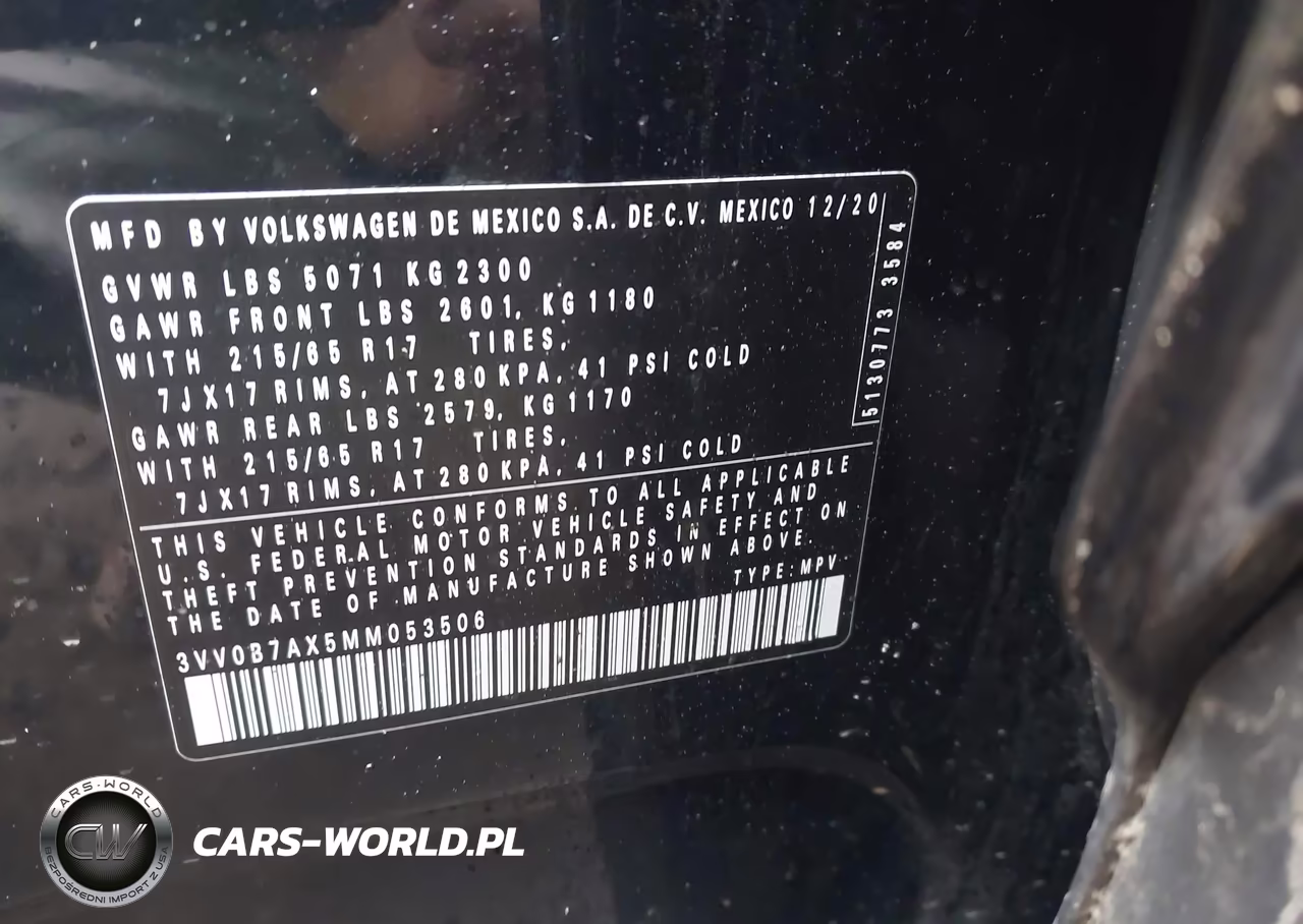 2021 Volkswagen Tiguan 2.0T S VIN:3VV0B7AX5MM053506 - 9