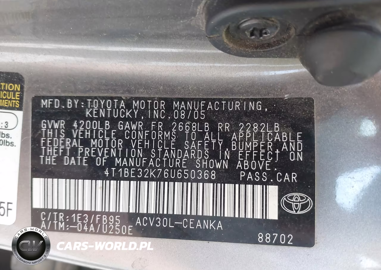 2006 Toyota Camry Le VIN:4T1BE32K76U650368 - 9