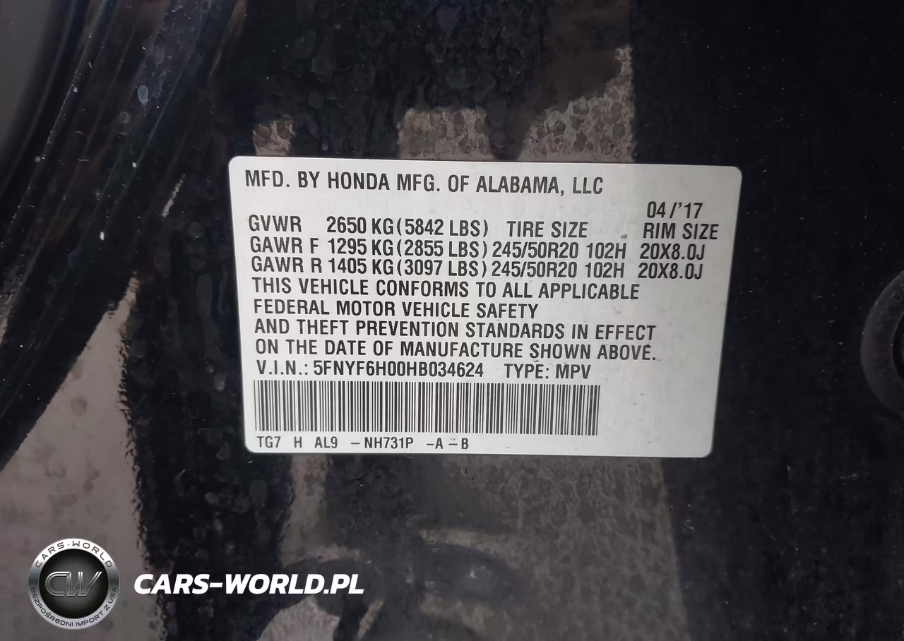 2017 Honda Pilot Elite VIN:5FNYF6H00HB034624 - 9