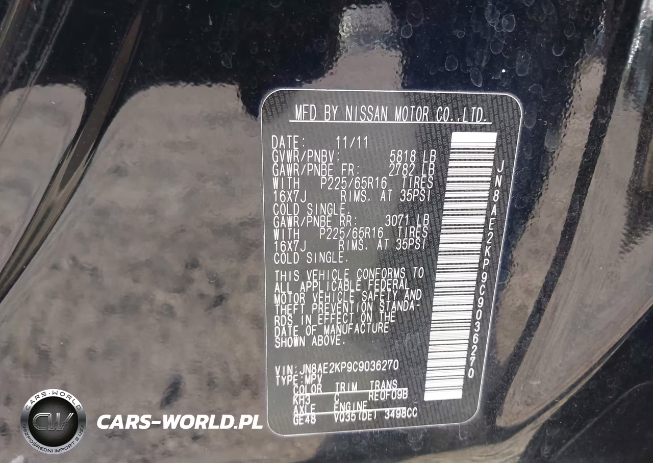 2012 Nissan Quest Sv VIN:JN8AE2KP9C9036270 - 9