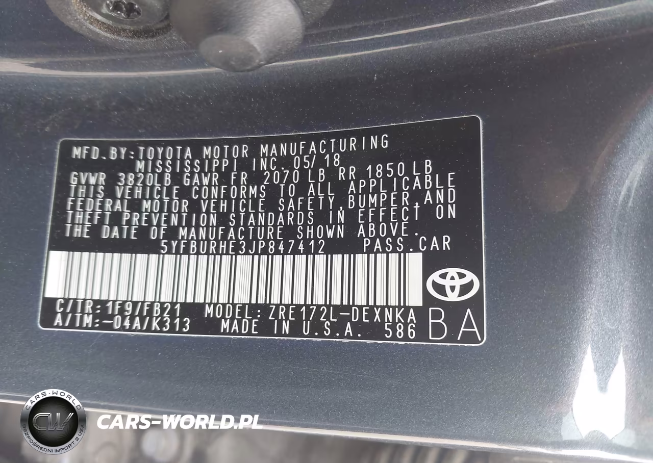 2018 Toyota Corolla Le VIN:5YFBURHE3JP847412 - 9