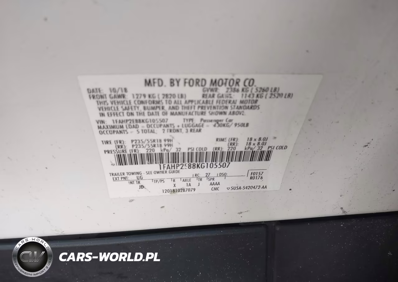 2019 Ford Taurus Sel VIN:1FAHP2E88KG105507 - 9