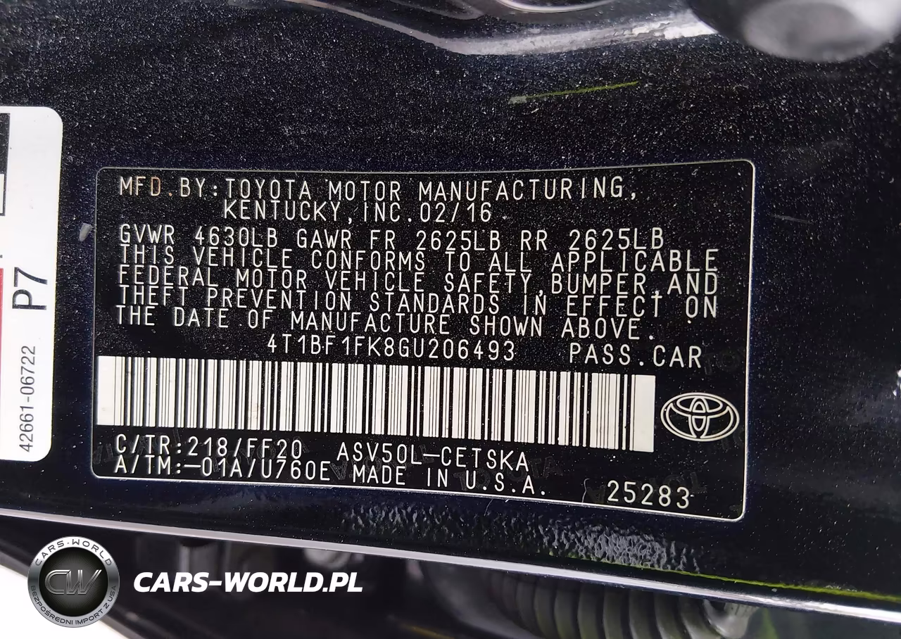 2016 Toyota Camry Se VIN:4T1BF1FK8GU206493 - 9