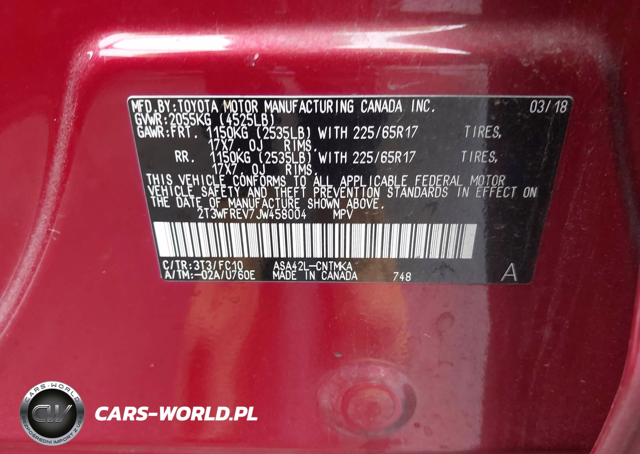 2018 Toyota Rav4 Xle VIN:2T3WFREV7JW458004 - 9
