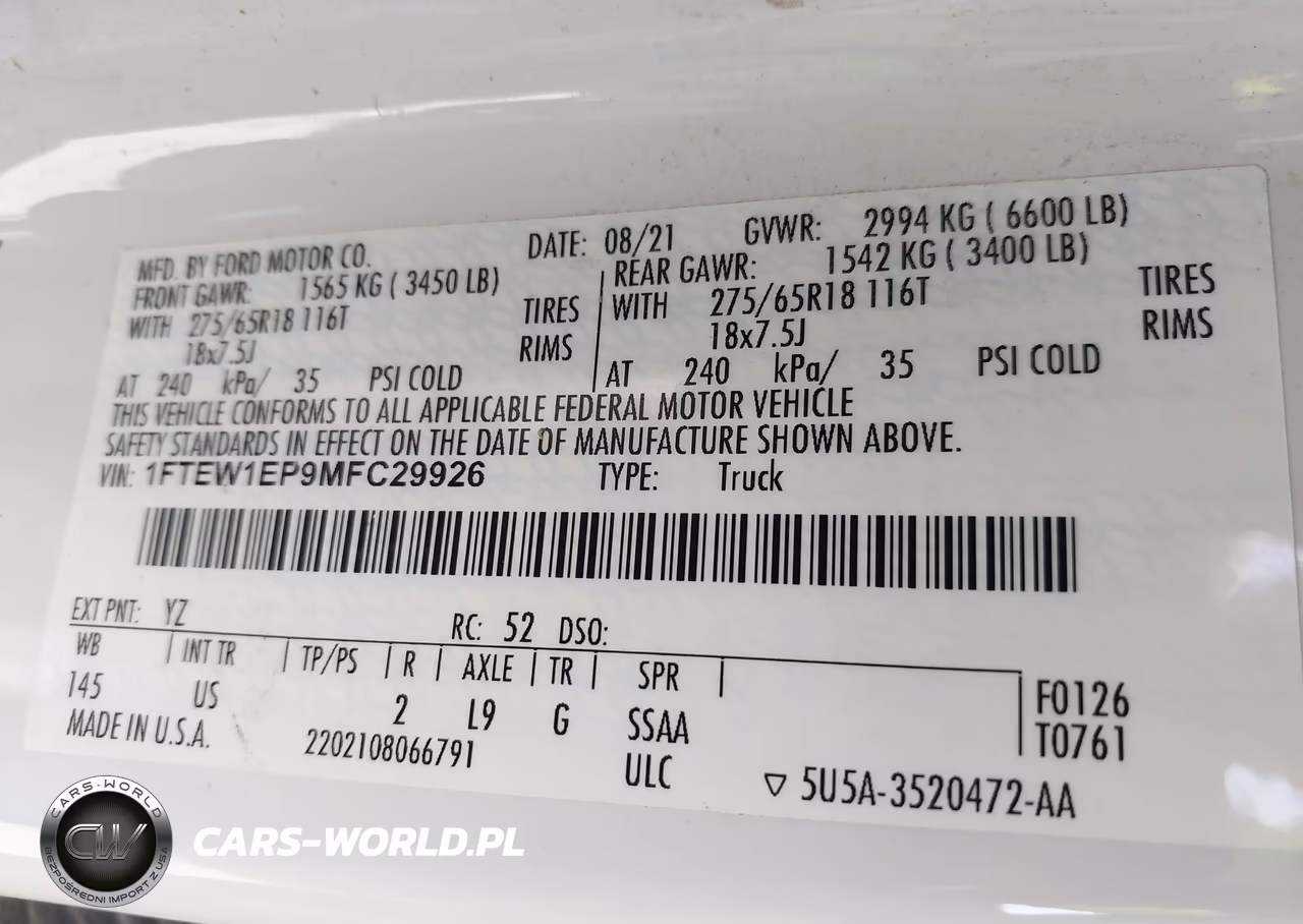 2021 Ford F-150 Xlt VIN:1FTEW1EP9MFC29926 - 9