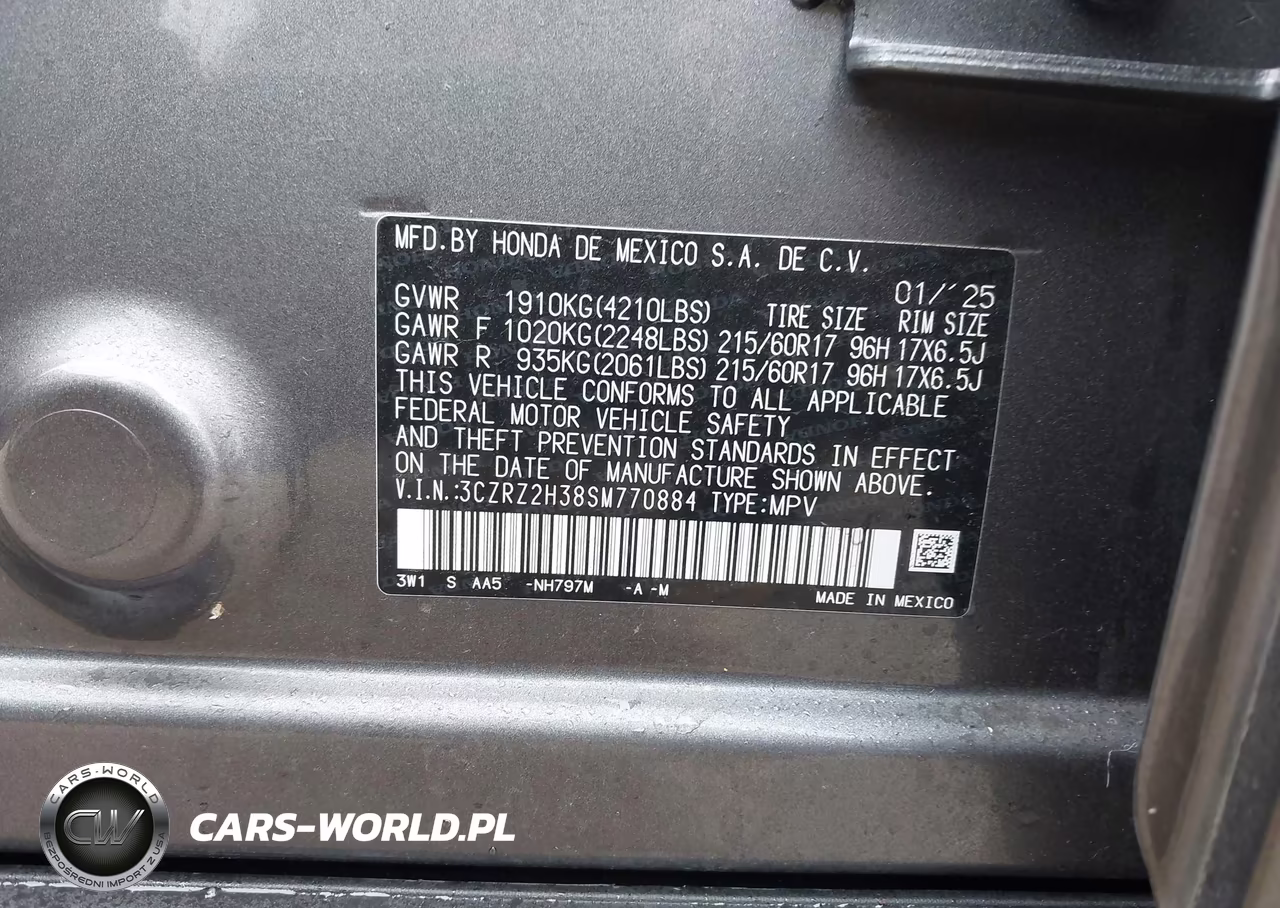 2025 Honda Hr-V Awd Lx VIN:3CZRZ2H38SM770884 - 9