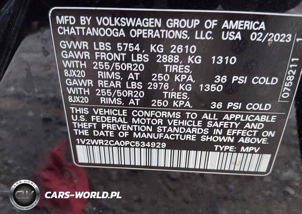 2023 Volkswagen Atlas 3.6L V6 Se W-Technology VIN:1V2WR2CA0PC534929 - 9