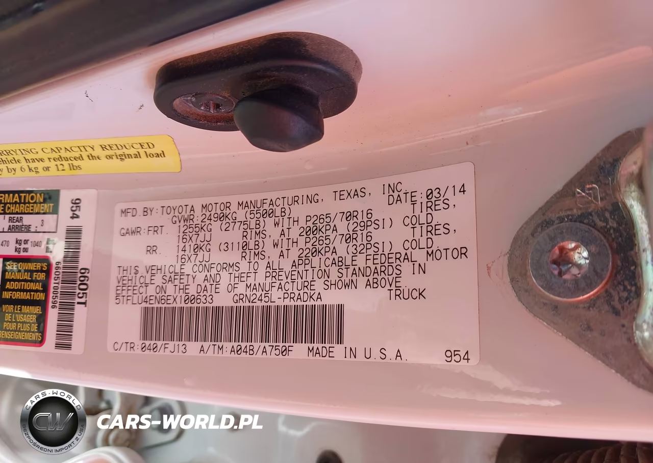 2014 Toyota Tacoma Base V6 VIN:5TFLU4EN6EX100633 - 9