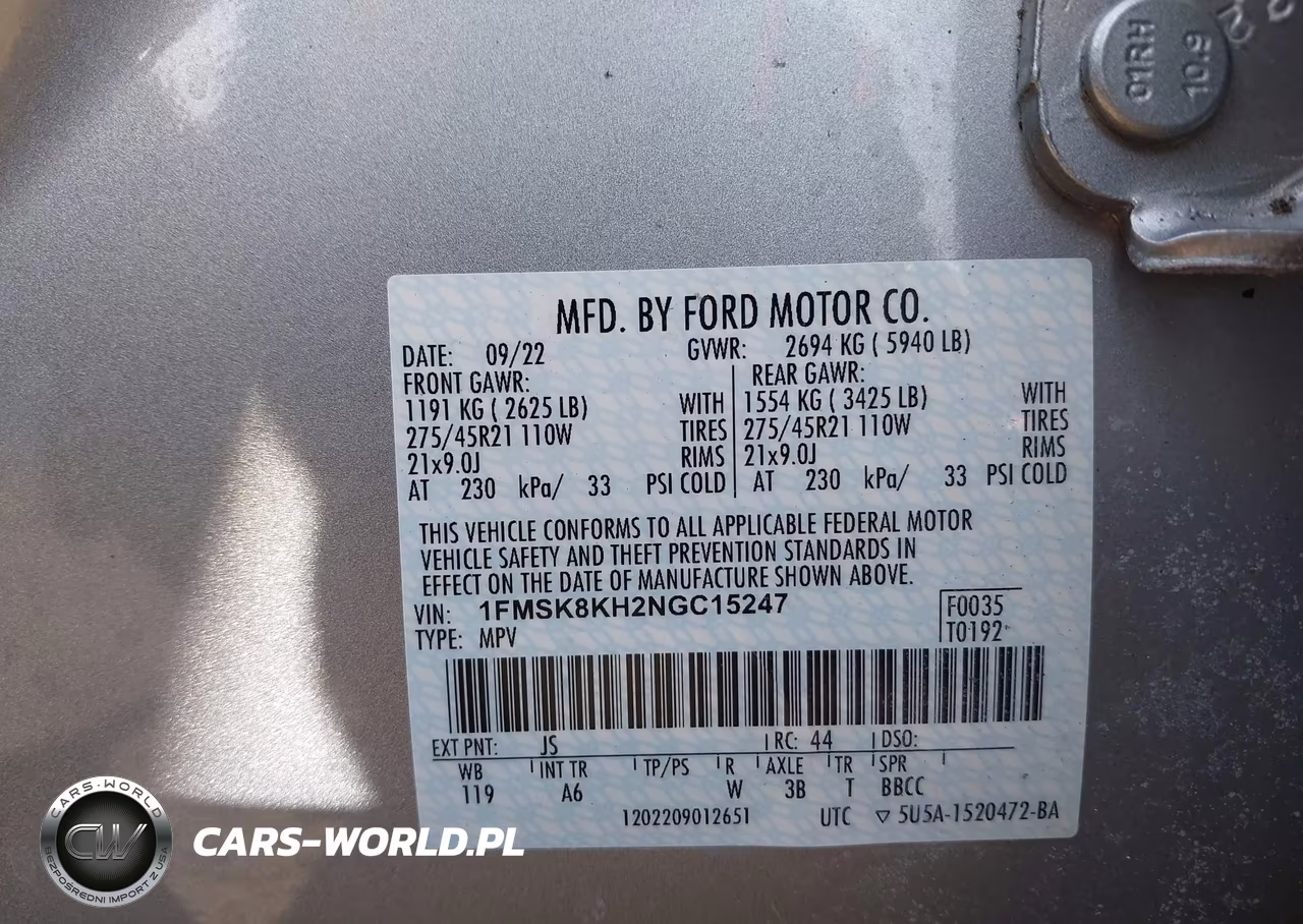2022 Ford Explorer St-Line VIN:1FMSK8KH2NGC15247 - 9