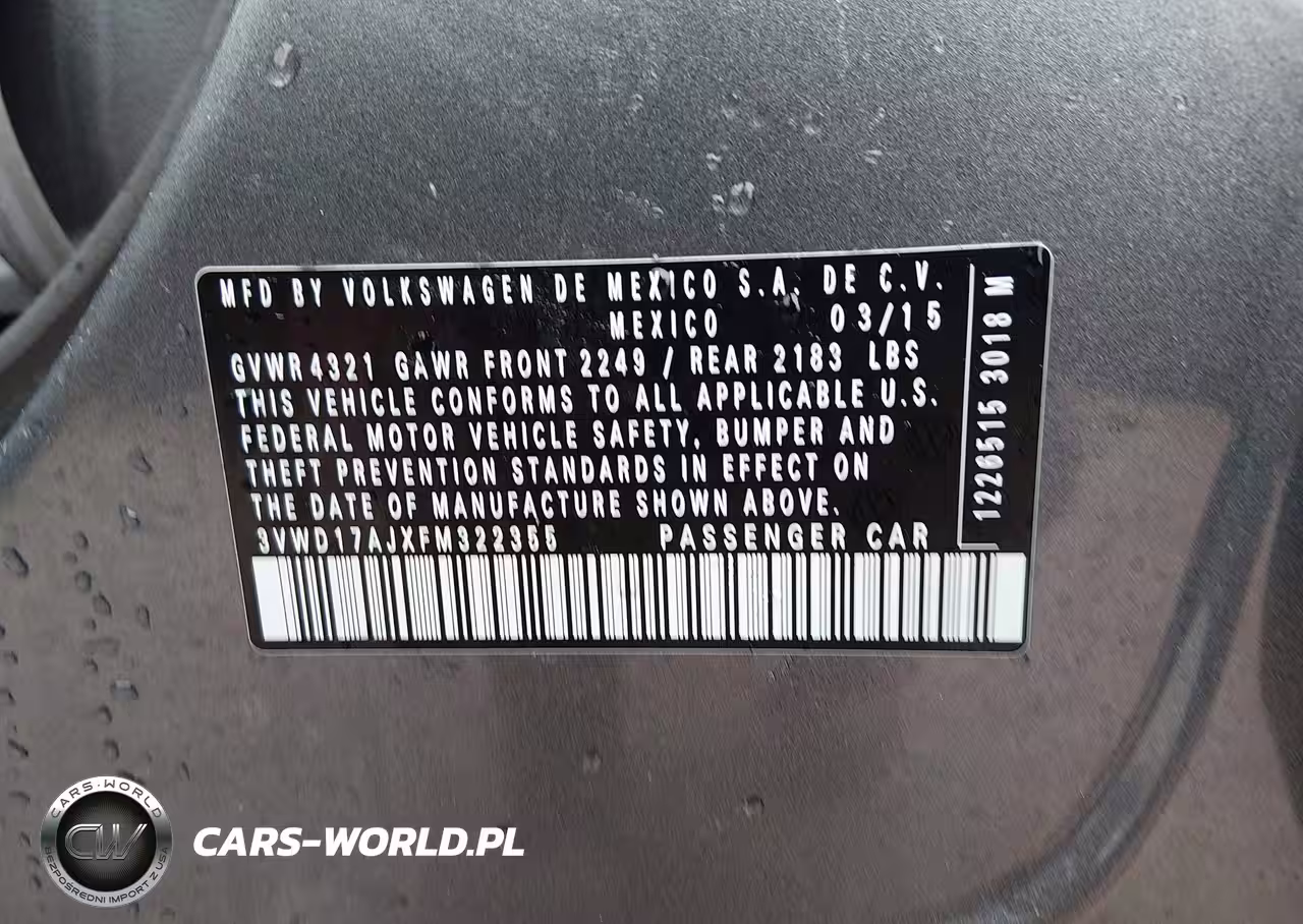 2015 Volkswagen Jetta 1.8T Se VIN:3VWD17AJXFM322355 - 9