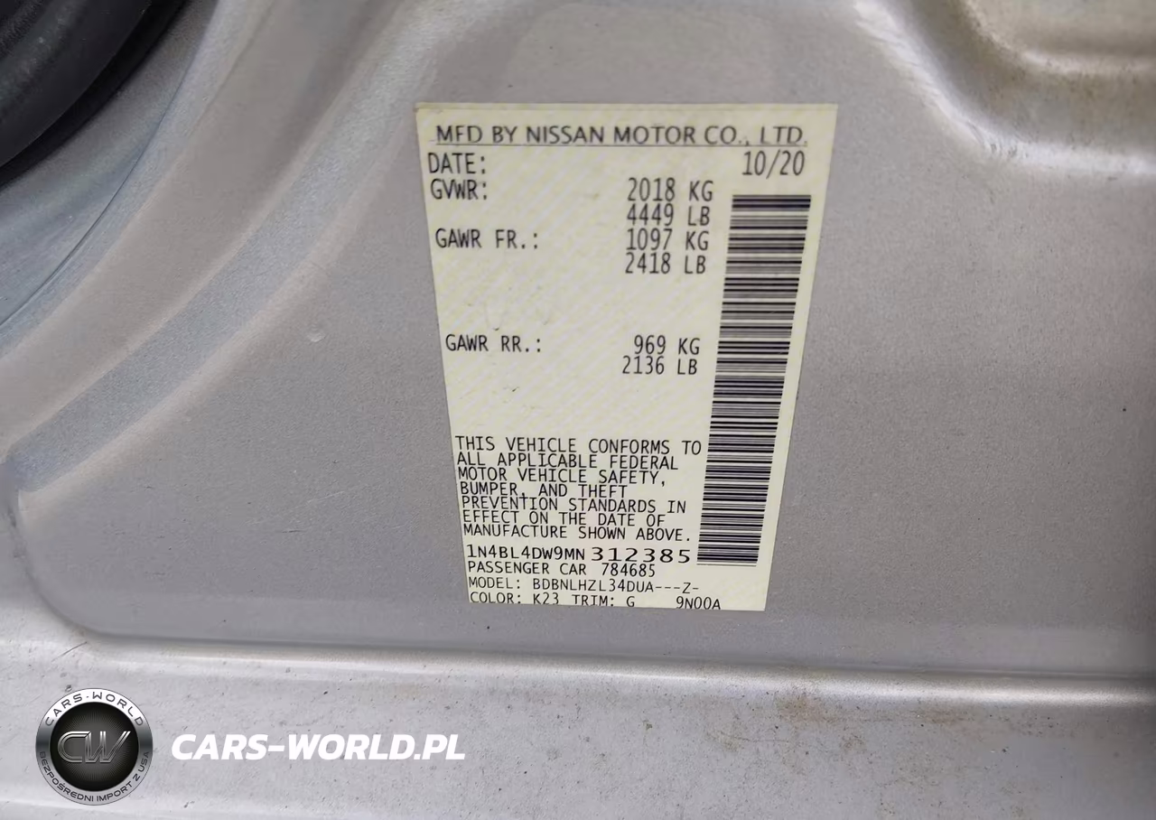 2021 Nissan Altima Sv Intelligent Awd VIN:1N4BL4DW9MN312385 - 9