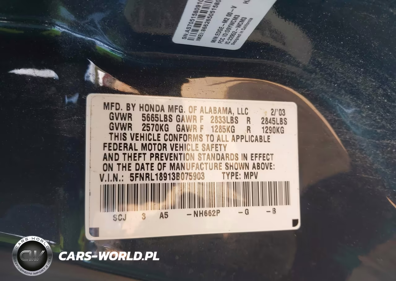 2003 Honda Odyssey Ex-L VIN:5FNRL18913B075903 - 9
