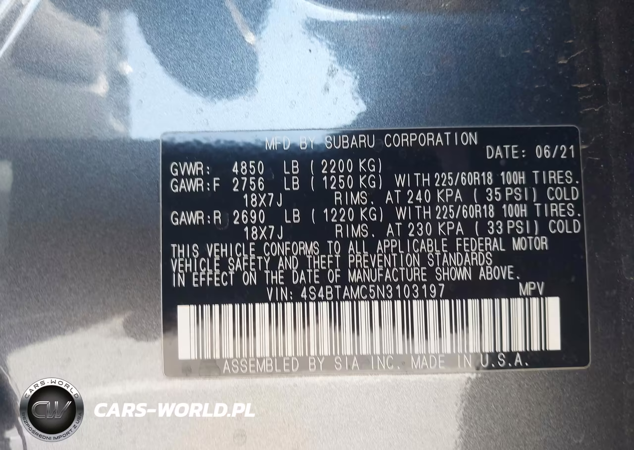 2022 Subaru Outback Limited VIN:4S4BTAMC5N3103197 - 9