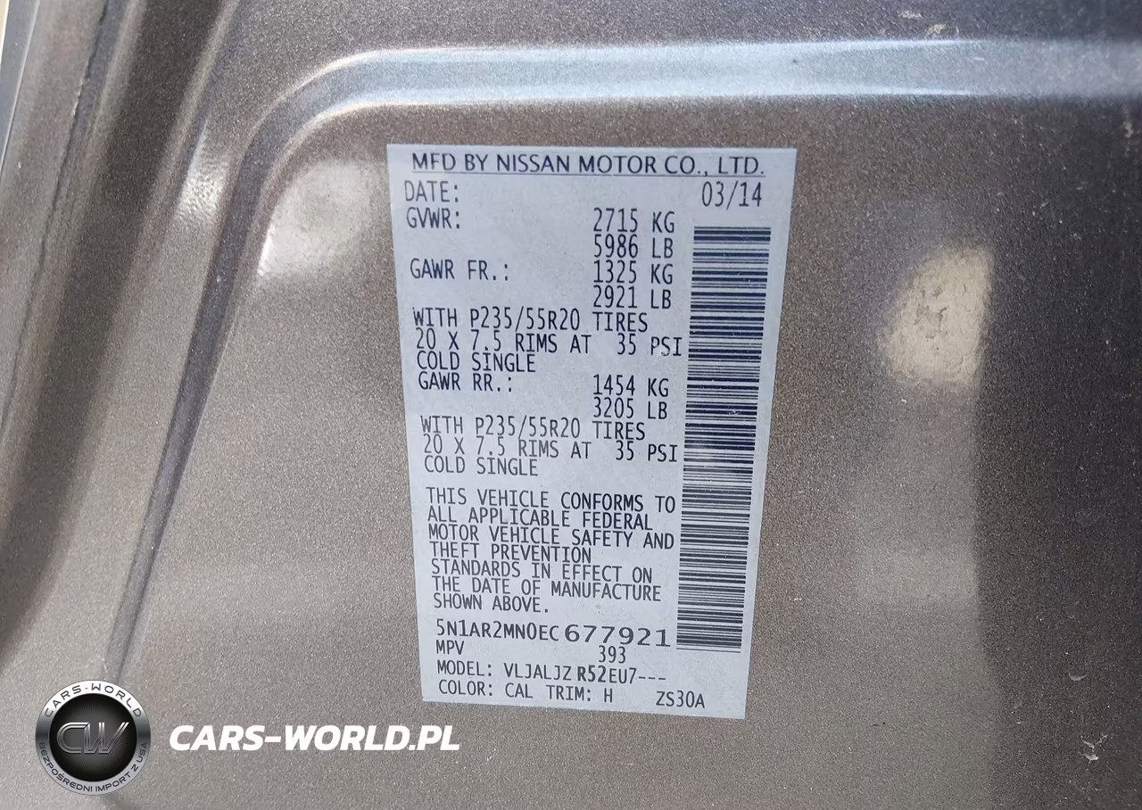 2014 Nissan Pathfinder Platinum-S-Sl-Sv VIN:5N1AR2MN0EC677921 - 9