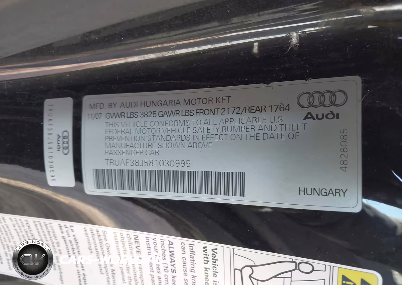 2008 Audi Tt 2.0T VIN:TRUAF38J581030995 - 9
