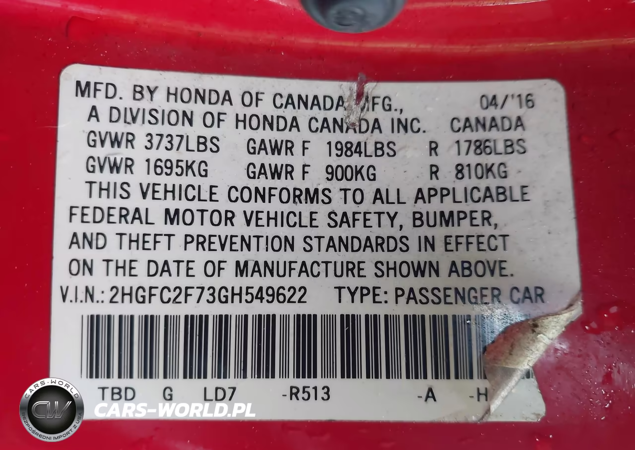2016 Honda Civic Ex VIN:2HGFC2F73GH549622 - 9