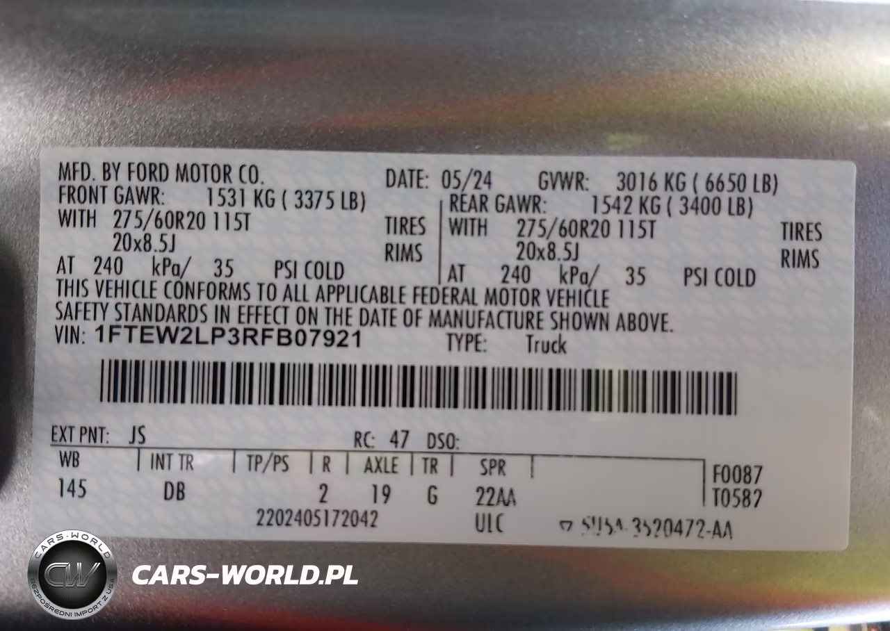 2024 Ford F-150 Stx VIN:1FTEW2LP3RFB07921 - 9