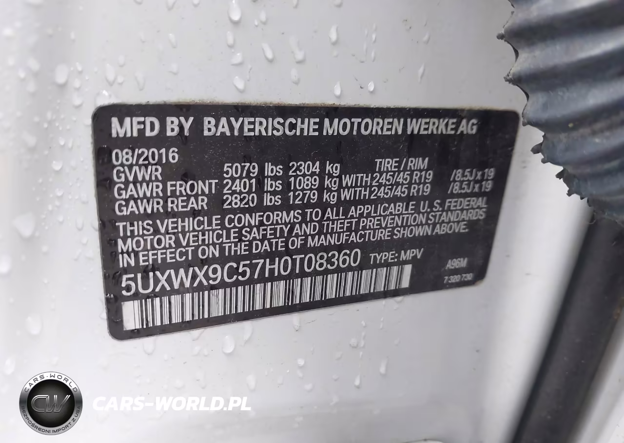2017 BMW X3 xDrive28I VIN:5UXWX9C57H0T08360 - 9