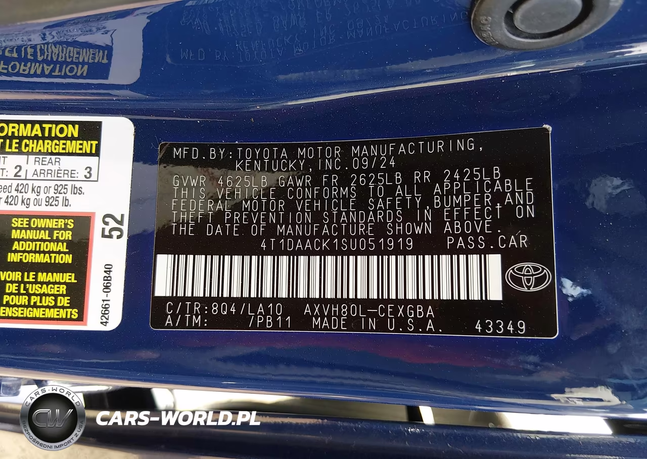 2025 Toyota Camry Xle VIN:4T1DAACK1SU051919 - 9