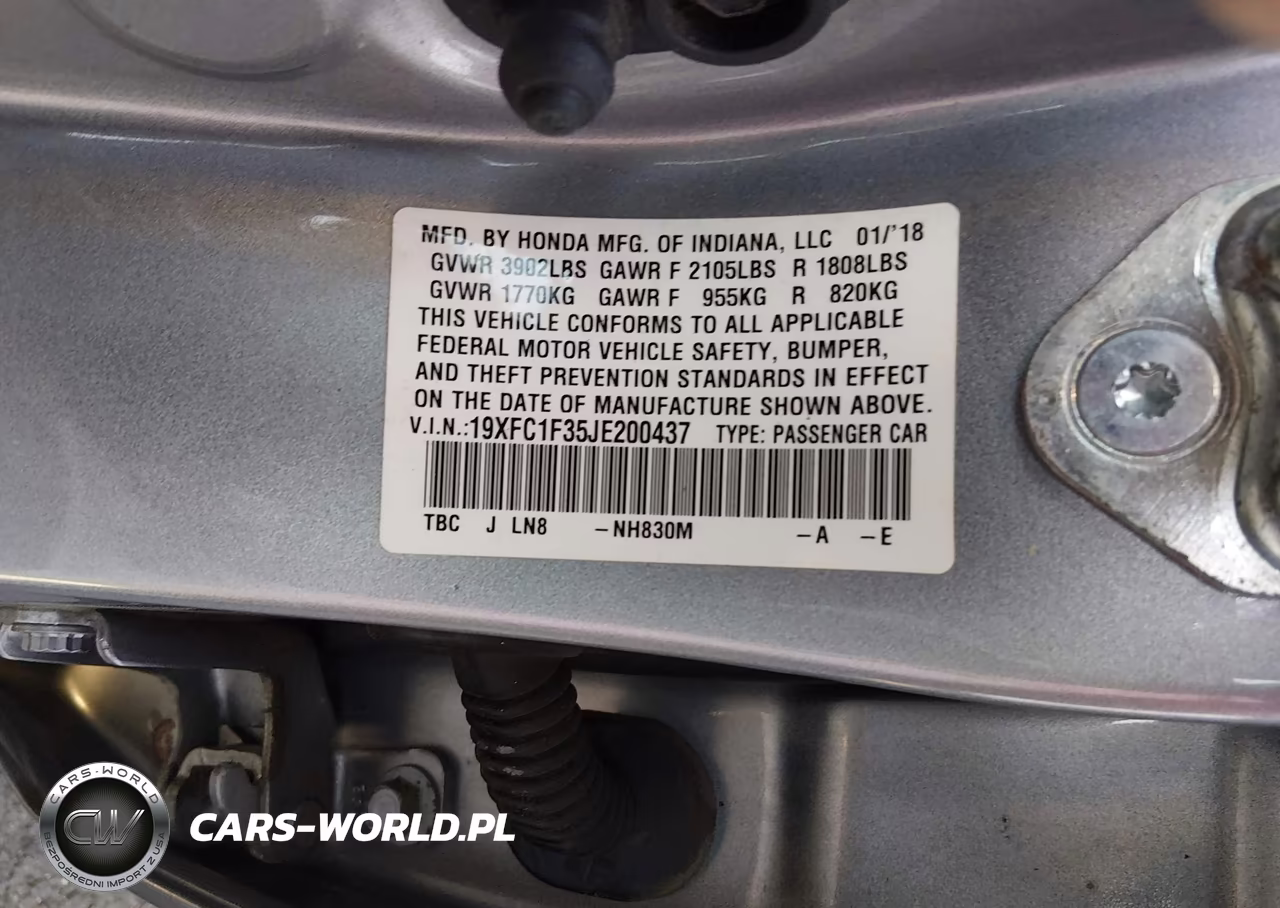 2018 Honda Civic Ex-T VIN:19XFC1F35JE200437 - 9