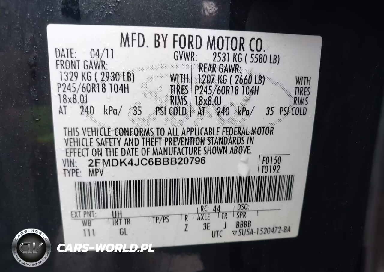 2011 Ford Edge Sel VIN:2FMDK4JC6BBB20796 - 9