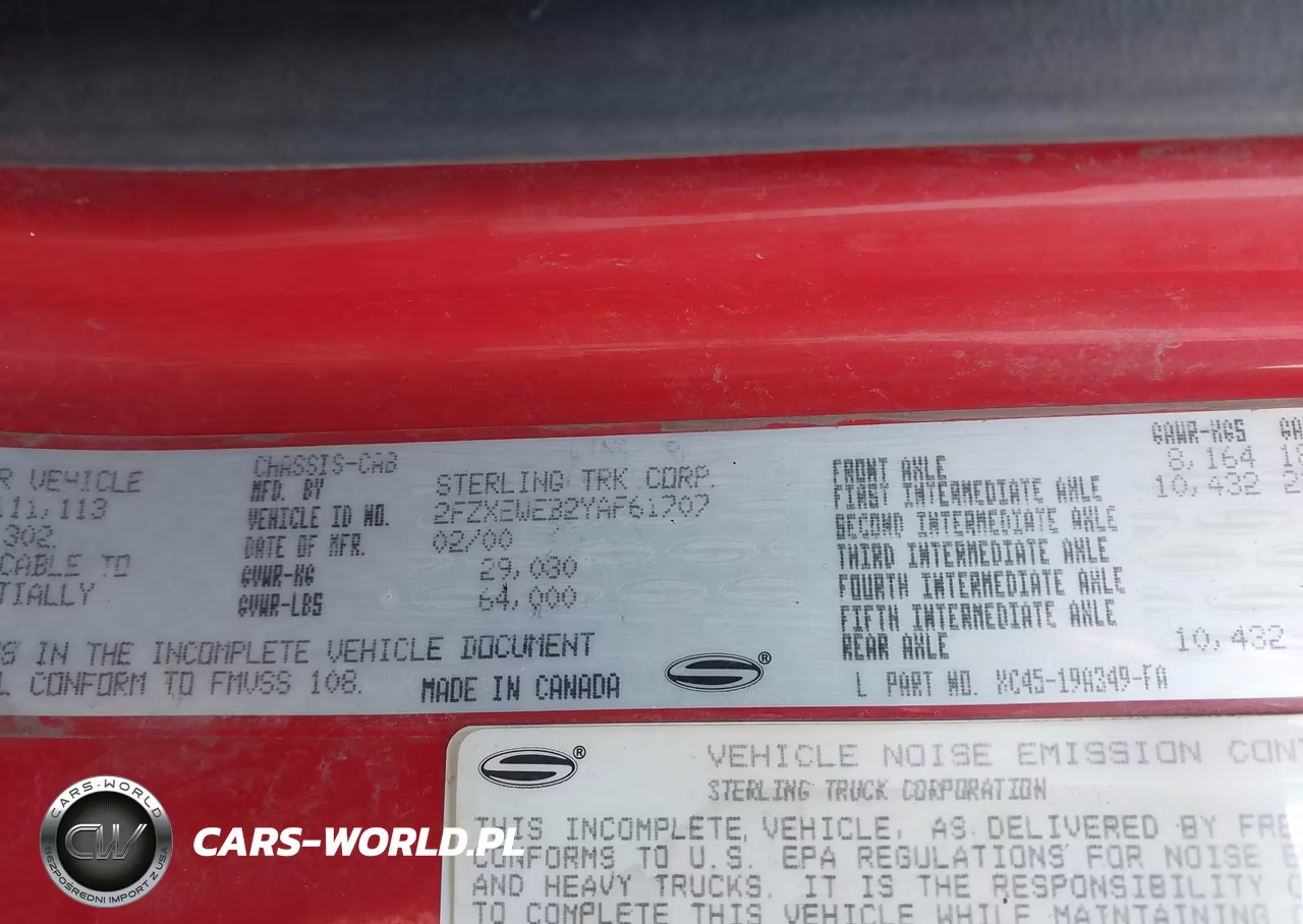 2000 Sterling Truck Lt 9500 VIN:2FZXEWEB2YAF61707 - 8