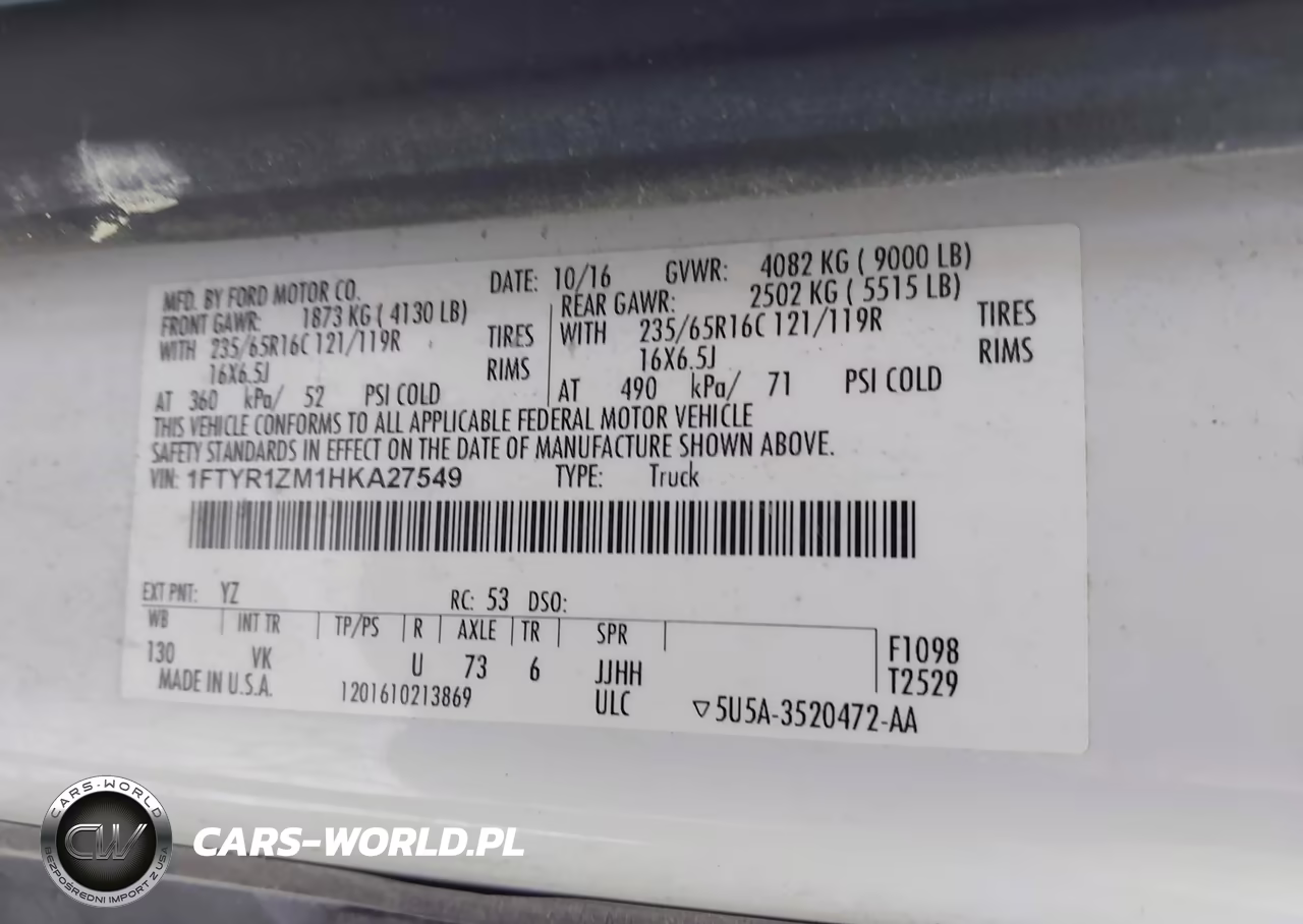2017 Ford Transit-250 VIN:1FTYR1ZM1HKA27549 - 9