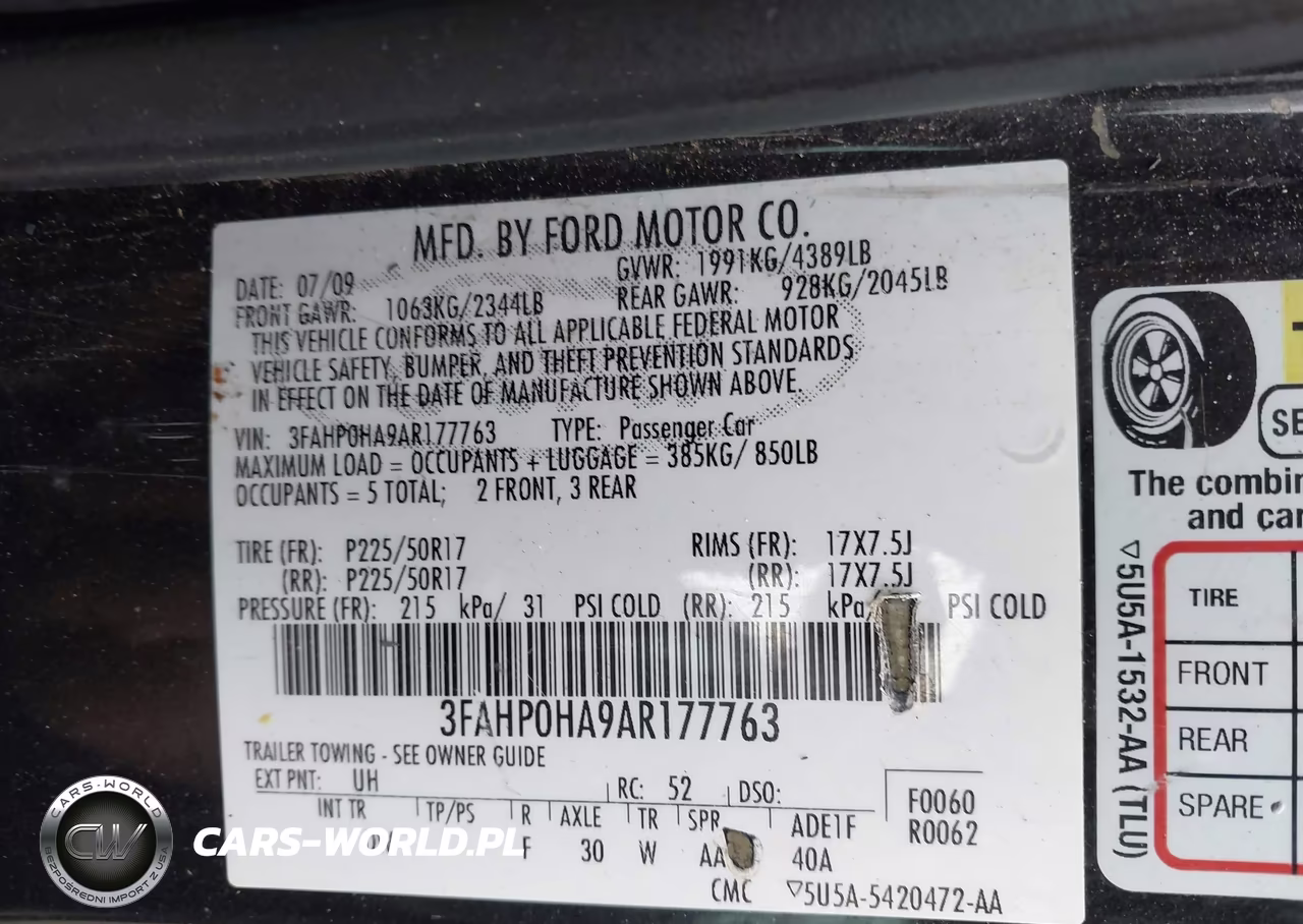 2010 Ford Fusion Se VIN:3FAHP0HA9AR177763 - 9