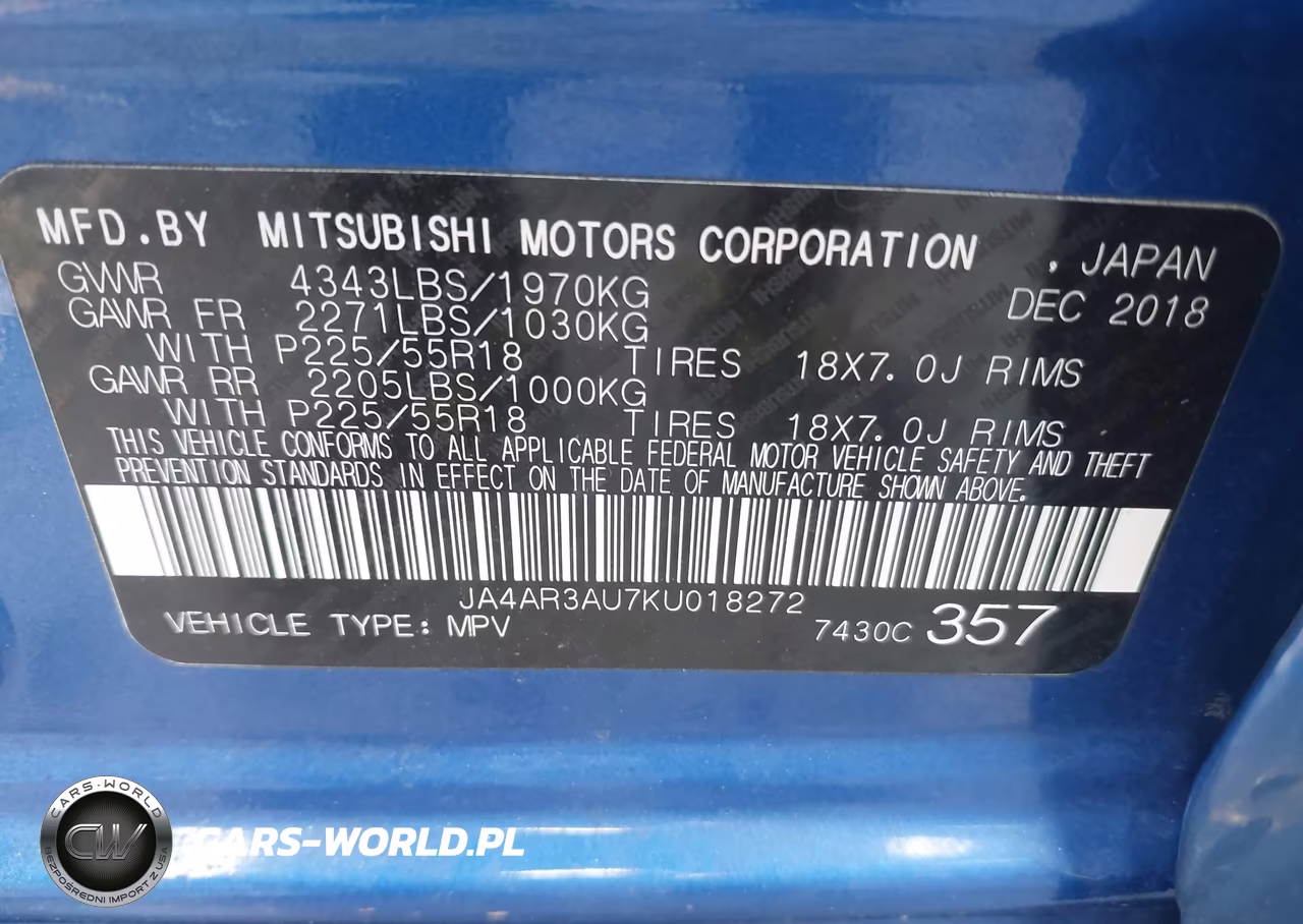 2019 Mitsubishi Outlander Sport 2.0 Sp VIN:JA4AR3AU7KU018272 - 9