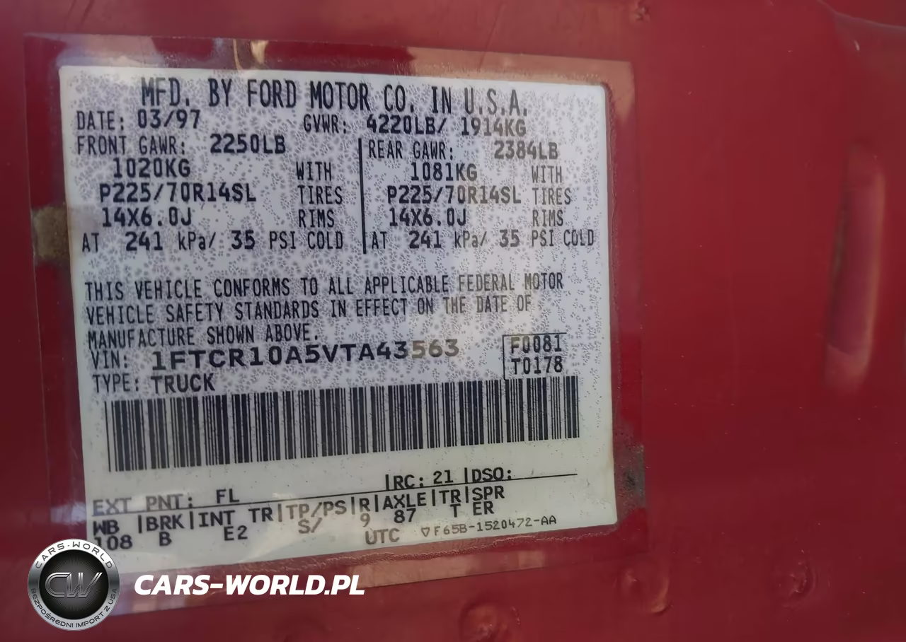1997 Ford Ranger Splash-Xl-Xlt VIN:1FTCR10A5VTA43563 - 9