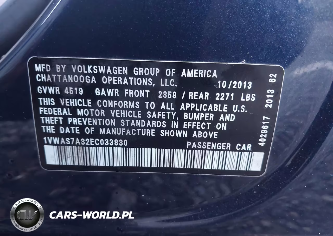 2014 Volkswagen Passat 1.8T S VIN:1VWAS7A32EC033830 - 9