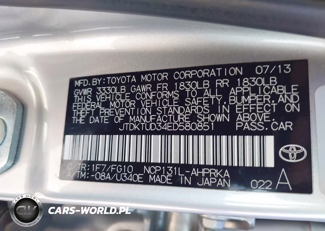 2014 Toyota Yaris Le (Tmc-Cbu Plant) VIN:JTDKTUD34ED580851 - 9