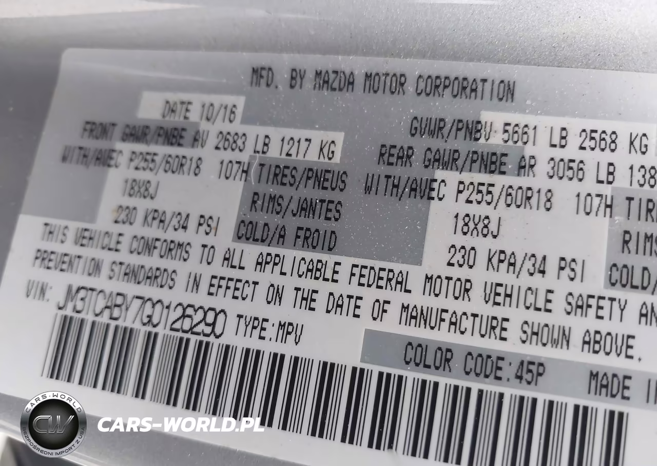 2016 Mazda Cx-9 Sport VIN:JM3TCABY7G0126290 - 9