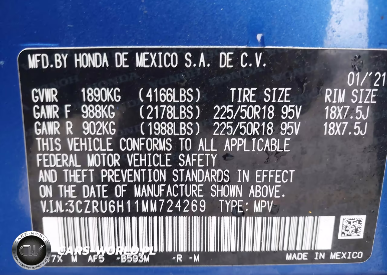 2021 Honda Hr-V Awd Sport VIN:3CZRU6H11MM724269 - 9