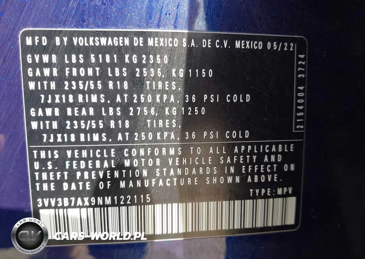 2022 Volkswagen Tiguan 2.0T Se VIN:3VV3B7AX9NM122115 - 9