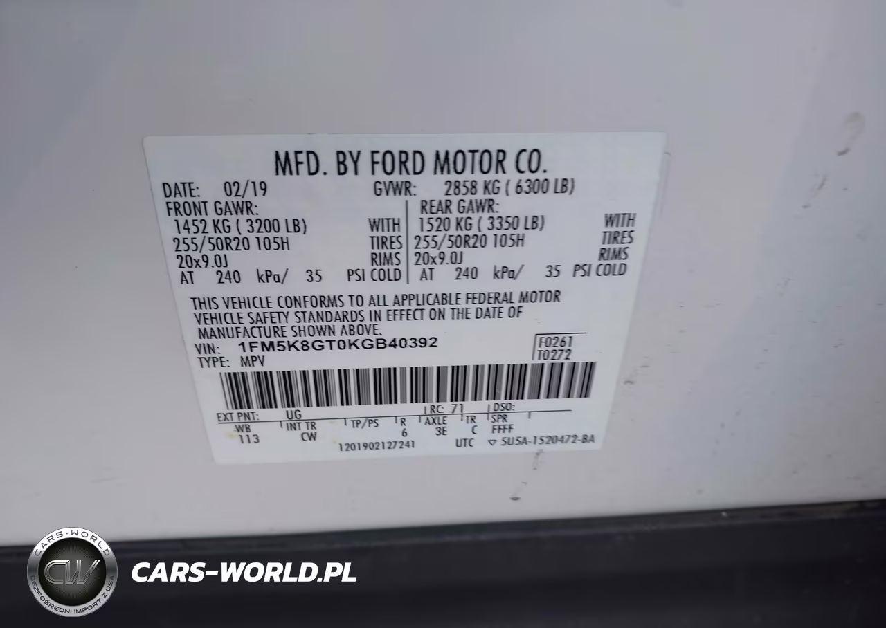2019 Ford Explorer Sport VIN:1FM5K8GT0KGB40392 - 9