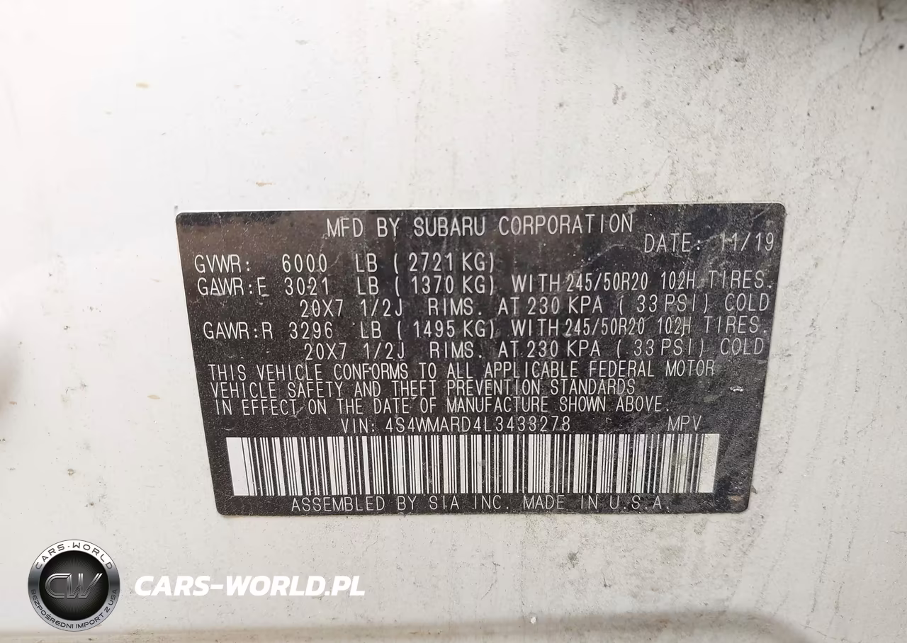 2020 Subaru Ascent Touring VIN:4S4WMARD4L3433278 - 9