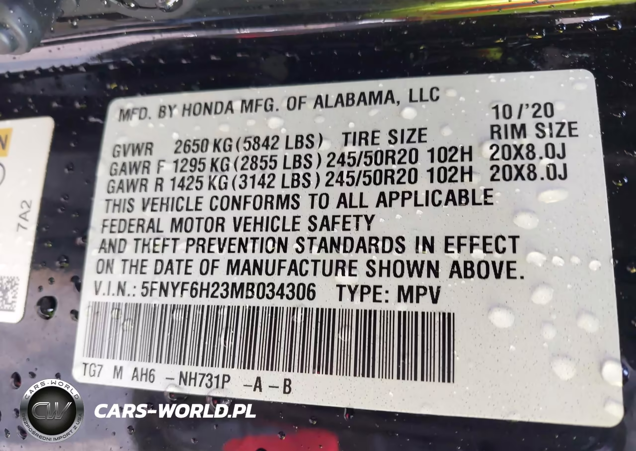 2021 Honda Pilot Awd Special Edition VIN:5FNYF6H23MB034306 - 9