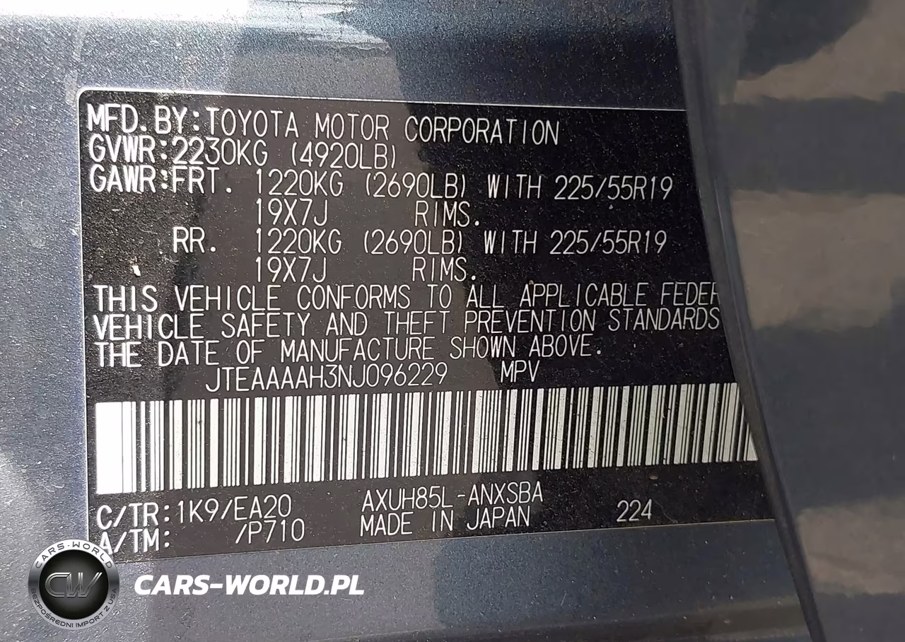 2022 Toyota Venza Limited VIN:JTEAAAAH3NJ096229 - 9